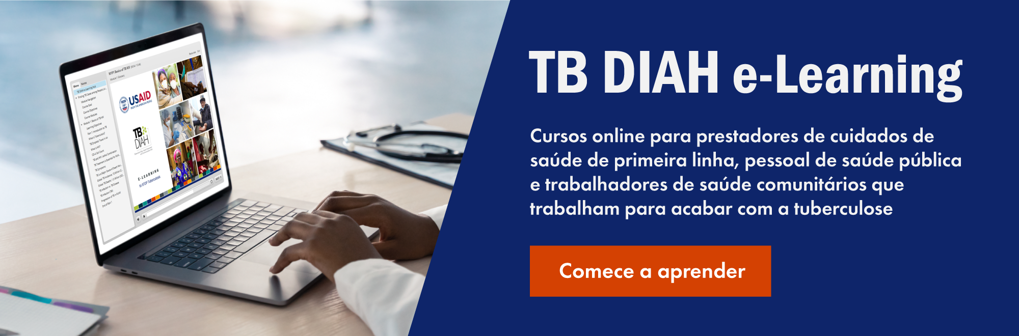 TB DIAH e-learning: Cursos online para profissionais de saúde da linha de frente, equipe de saúde pública e agentes  comuni